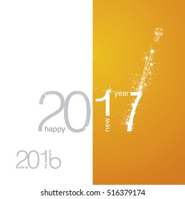 New Year 2017 The End 2016 grey white orange vector