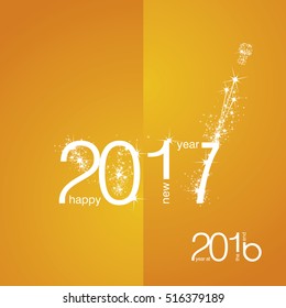 New Year 2017 The End 2016 white orange vector