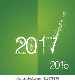 New Year 2017 The End 2016 white green vector