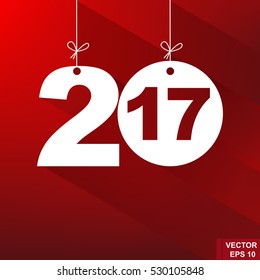 New Year. 2017. The figures isolated on red background. Celebration. The calendar.