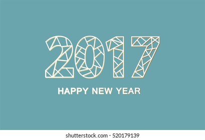 New Year 2017 geometric style background. Perfect for greeting card, invitation, flyer, banner. 