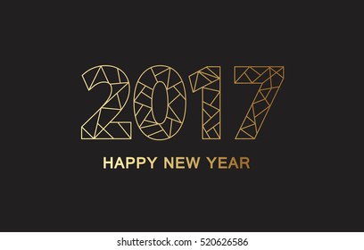 New Year 2017 geometric style background. Perfect for greeting card, invitation, flyer, banner. 