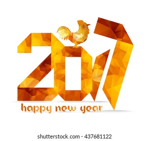 New year 2017 greeting card made in polygonal origami style..