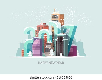 New year 2017. Greeting card.