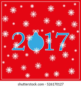 New Year 2017 greeting card, wallpaper, vector icon, eps10