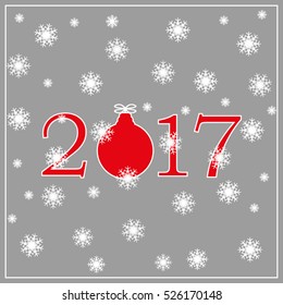 New Year 2017 greeting card, wallpaper, vector icon, eps10