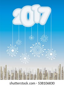 New year 2017. Greeting card with new york cityscape