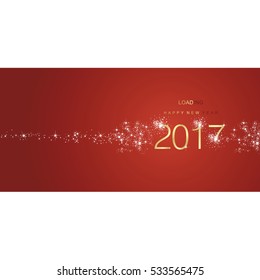 New Year 2017 greetings loading firework gold red color