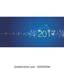 New Year 2017 greetings loading firework gold blue color