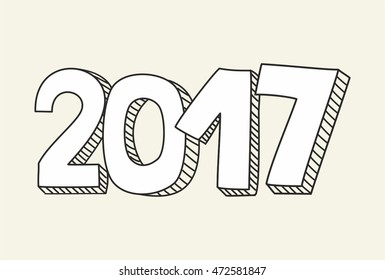 New Year 2017 hand drawn vector sign
