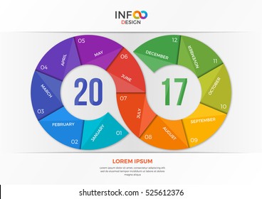 New year 2017 infographic concept in the form of the infinity sign. Template for presentations, advertising, layouts, annual reports, web design etc.