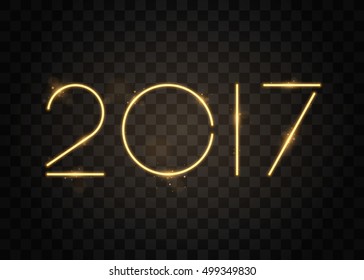 New Year 2017. Isolated on black transparent background. Vector eps10.


