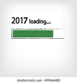 New year 2017 loading background, happy new year. Funny business concept: mail load. Green color. Space for your text.