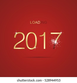 New Year 2017 loading firework gold red vector