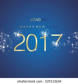 New Year 2017 loading spark firework gold blue vector