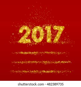 New year 2017. Numbers 2017 on red background