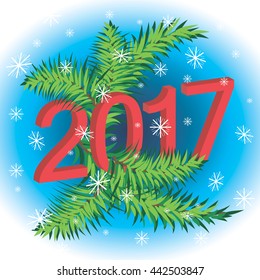 New Year 2017 on the background of fir