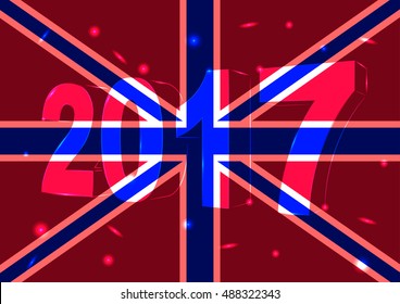 New Year 2017 on a background of the flag of Great Britain
