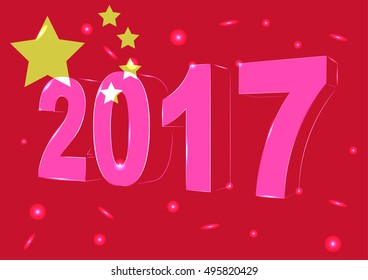 New Year 2017 on a background of the flag of China