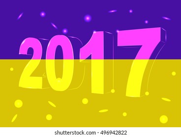 New Year 2017 on a background of the flag of Ukraine