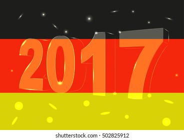 New Year 2017 on a background of the flag of Germany