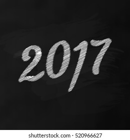 New Year 2017 on black chalk board