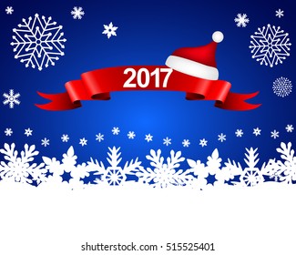 New Year 2017 on a blue background with snowflakes