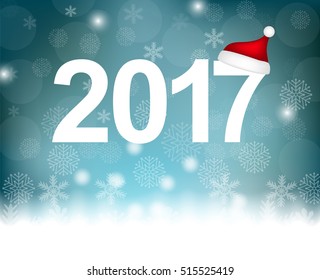 New Year 2017 on a blue background with snowflakes