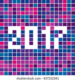 New Year 2017. Pixel banner. Vector illustration.
