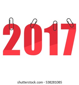 New Year 2017 postcard in origami style. vector illustration for web design