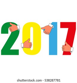 New Year 2017 postcard in origami style. vector illustration for web design