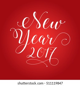 new year 2017 red background handwriting style