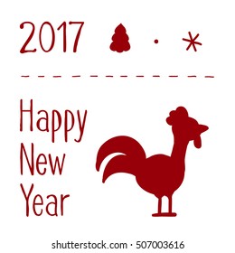 new year 2017 with rooster red and white pattern elements for wrapping paper design for gift box