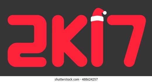 New year 2017 with  santa hat. 2k17