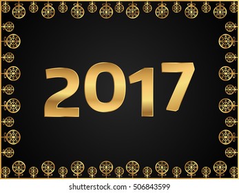 New Year 2017 Shiny Gold. Vector illustration