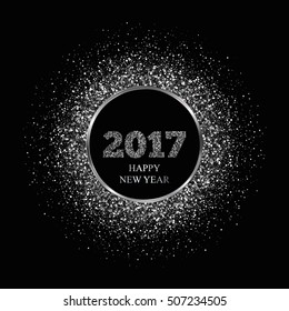 New Year 2017. Silver glitter background. Vector Illustration