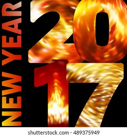 New Year 2017. Sparkle glowing numbers on black background. Vector graphic template. New Year 2017. Bleeds into clipping mask
