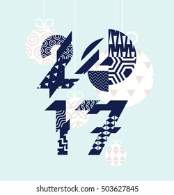 New year 2017.  Text design