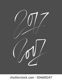 new year 2017 text design . Hand lettering design. Vector illustration.