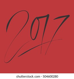 new year 2017 text design . Hand lettering design. Vector illustration.