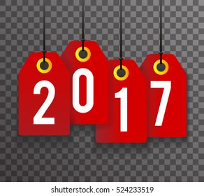 New Year 2017 Text Labels Icon Transperent Background Template Vector Illustration