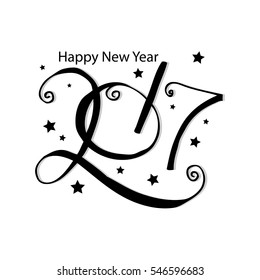 New Year 2017 typography. Happy Greeting card design with hand lettering inscription