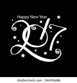 New Year 2017 typography. Happy Greeting card design with hand lettering inscription