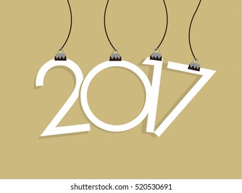 New Year 2017 vector card. Christmas ball. Golden background for text. Vector Illustation. 