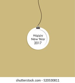 New Year 2017 vector card. Christmas ball. Golden background for text. Vector Illustation. 