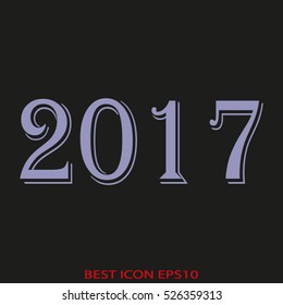 New Year 2017, vector icon, eps10