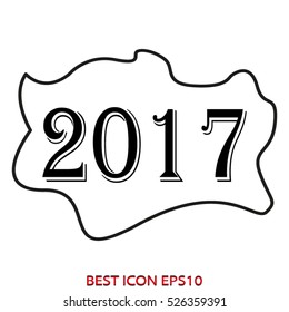 New Year 2017, vector icon, eps10