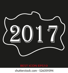New Year 2017, vector icon, eps10