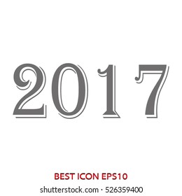 New Year 2017, vector icon, eps10