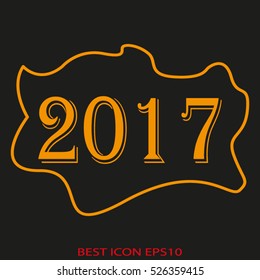 New Year 2017, vector icon, eps10